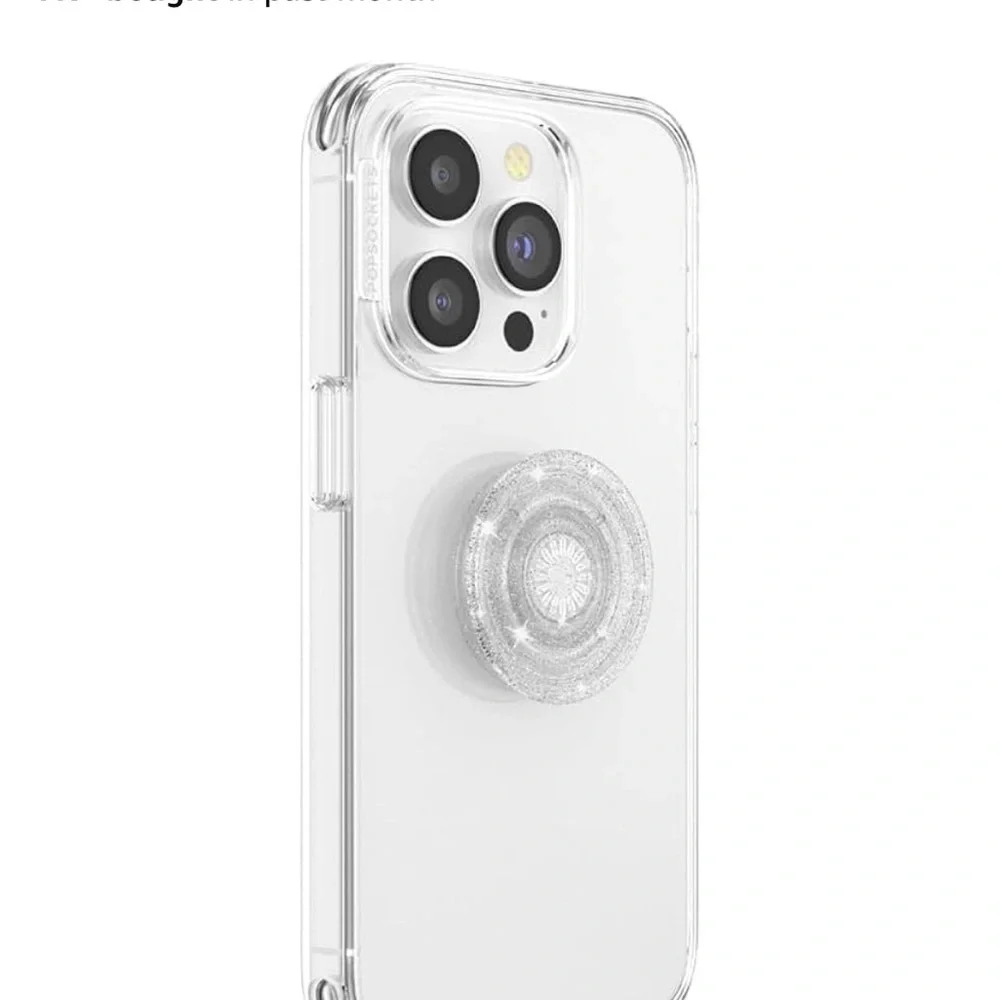 PopSocket Clear with Silver Glitter
